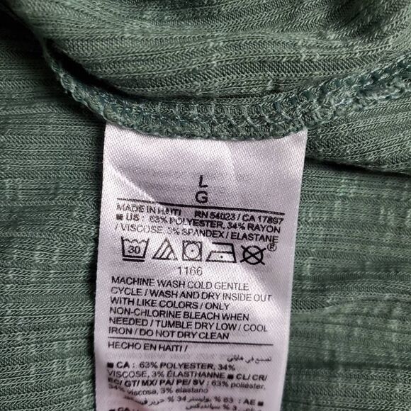 Old Navy Luxe Women’s L Green Short Sleeve Ribbed Top Soft Stretchy Casual - Picture 5 of 7